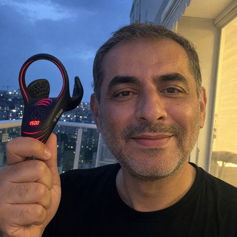 PrimePulse customer holding the device
